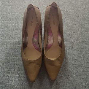 Lightly worn brown/tan Calvin Klein heels